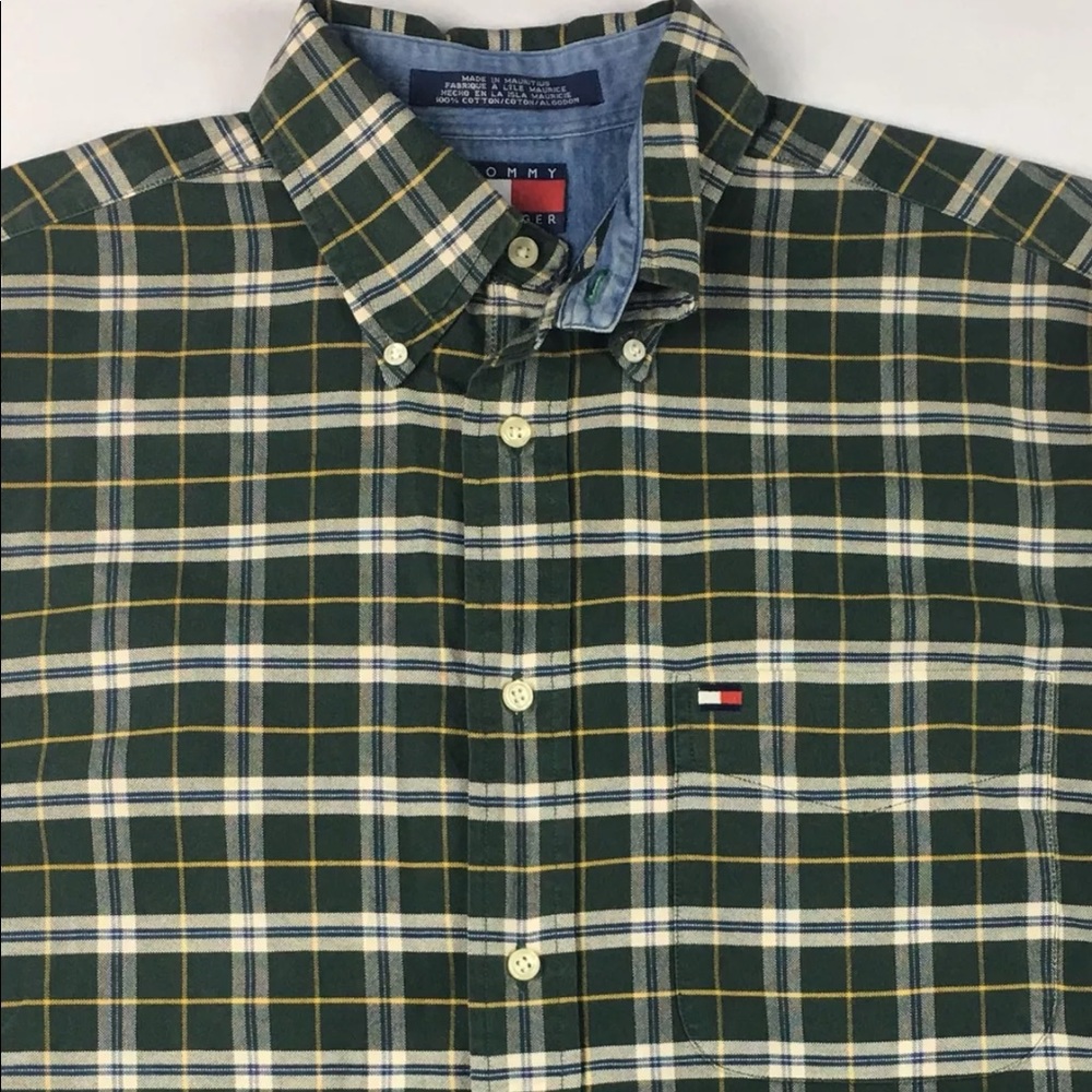 Vintage TH Dark Green Plaid Long Sleeve Shirt